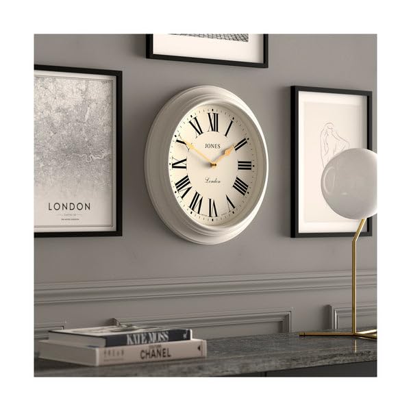 Jones Clocks Supper Club Wall Clock | 40cm Large Roman Numeral Grey
