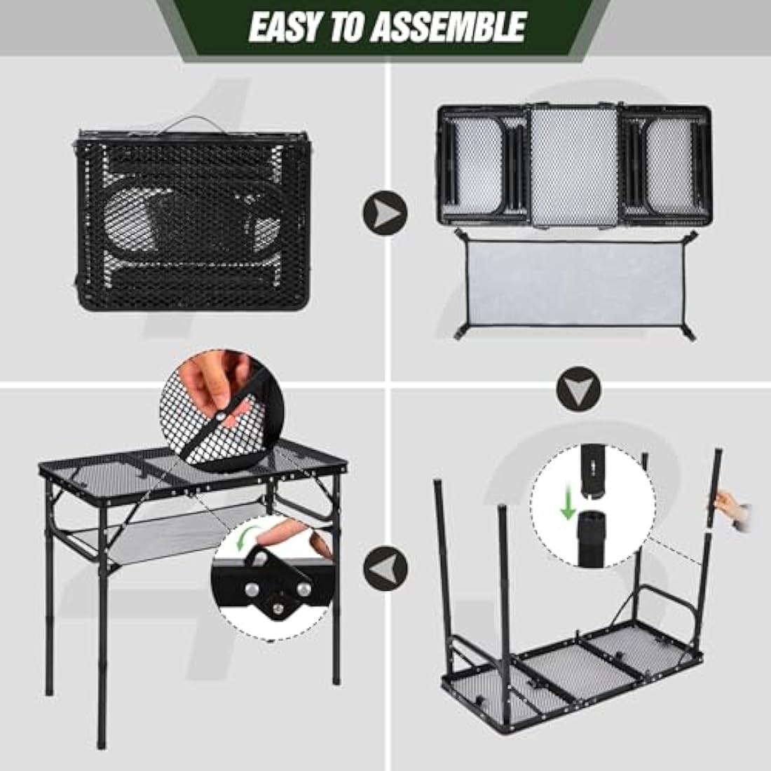 REDCAMP Folding Camping Table | Adjustable Height Aluminum Grill Table