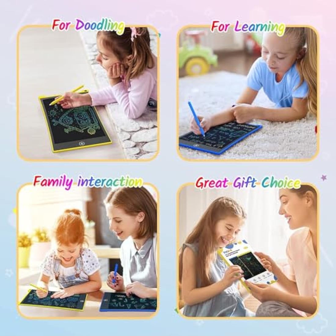TECJOE 10 Inch LCD Writing Tablet 2-Pack | Colorful Doodle Board for Kids