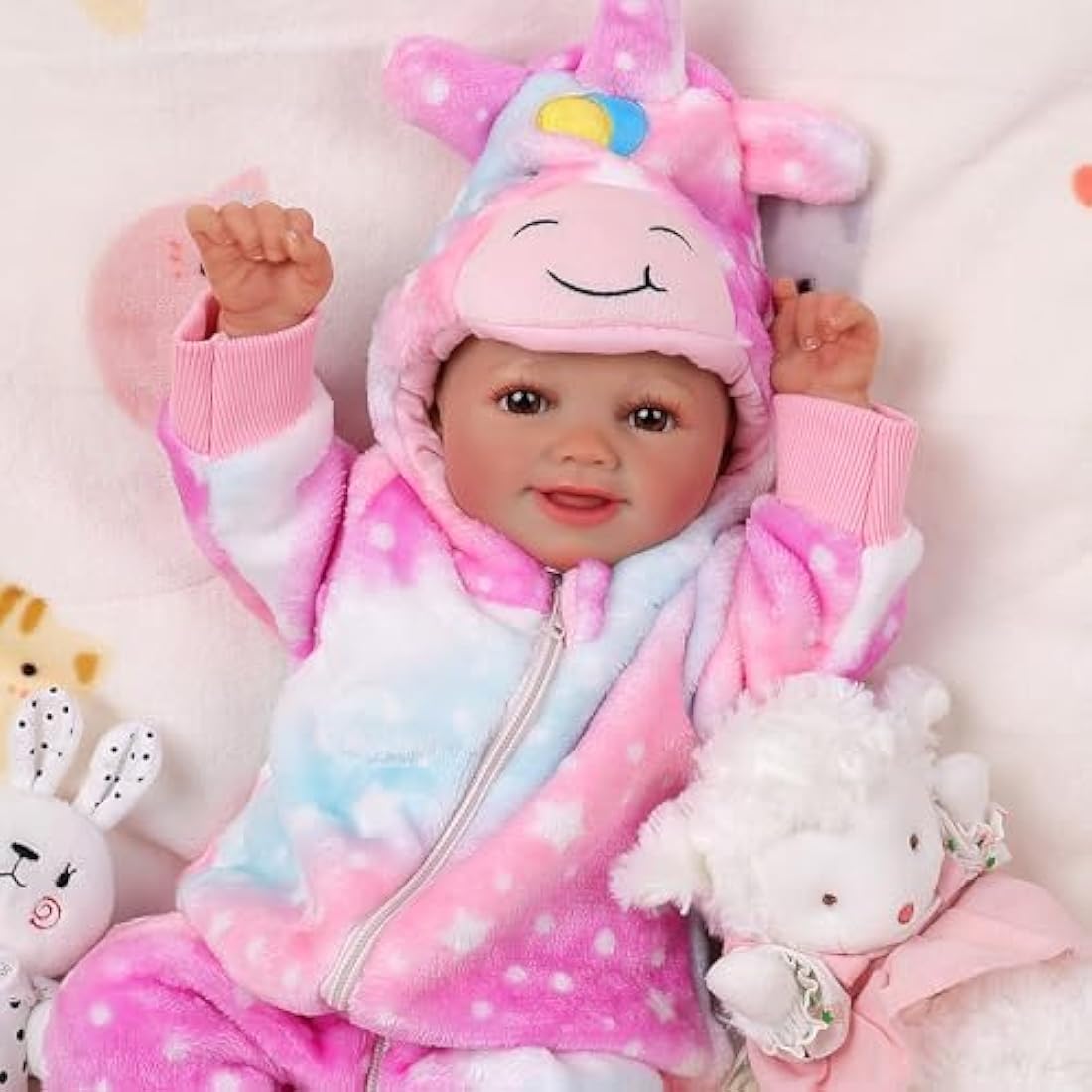 Babeside 17 Inch Realistic Reborn Baby Doll – Smiling Vinyl Newborn Girl
