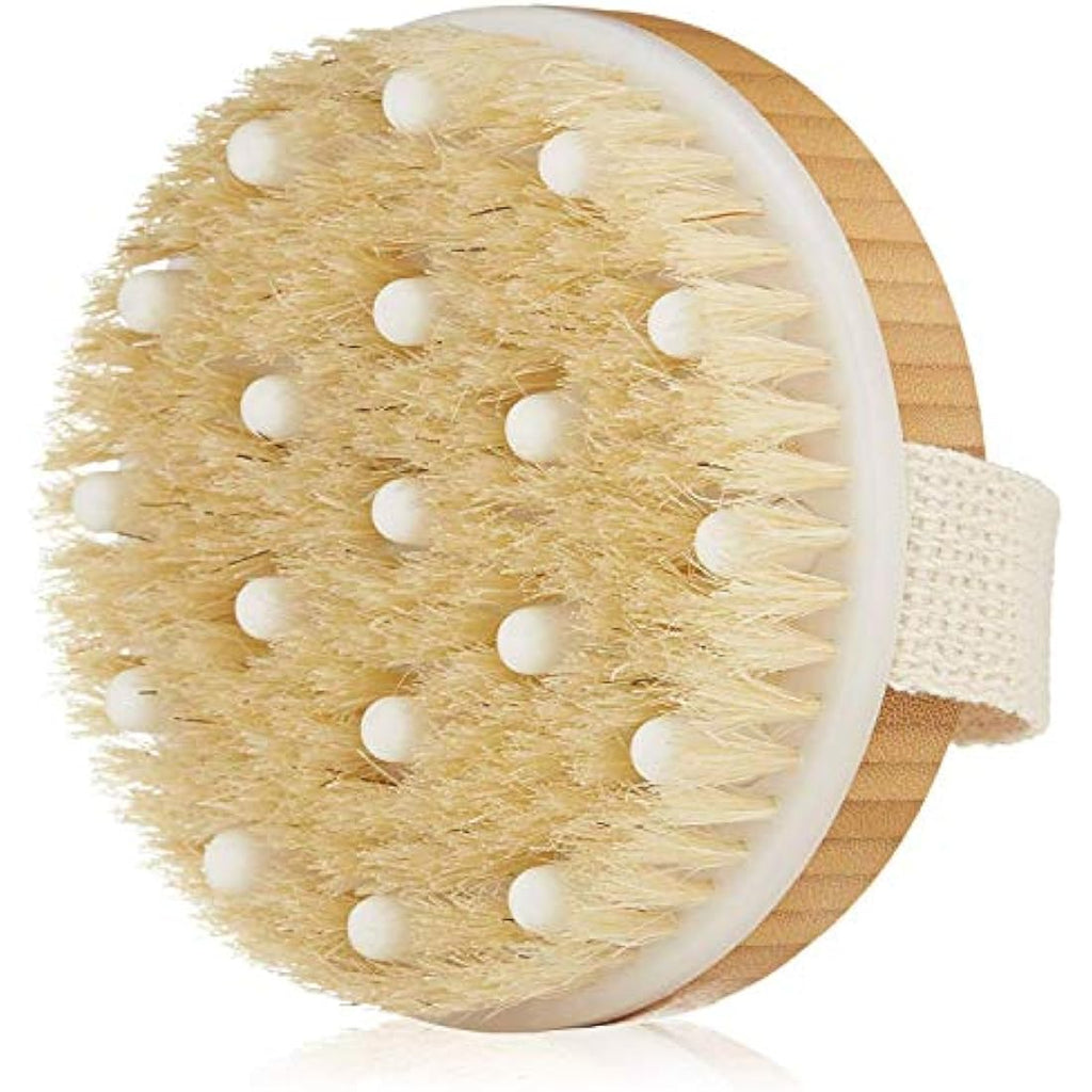 Jolof Store Natural Bristle Body Brush with Cellulite Massage Nodes