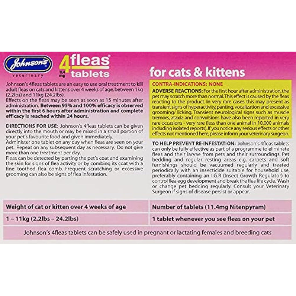 Johnsons 4Fleas Tablets for Cats and Kittens – 6 Treatment Pack