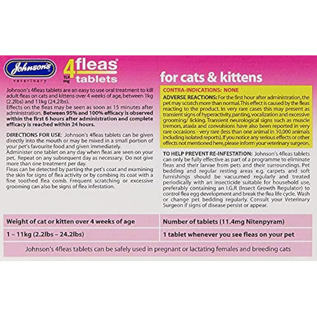 Johnsons 4Fleas Tablets for Cats and Kittens – 6 Treatment Pack