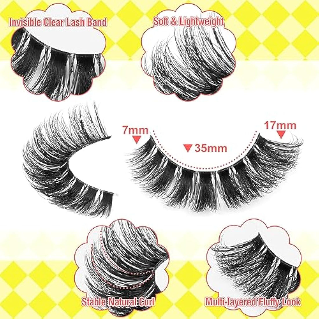 ALICE Cat Eye Lashes | D Curl Fluffy Faux Mink Eyelashes, 8 Pairs