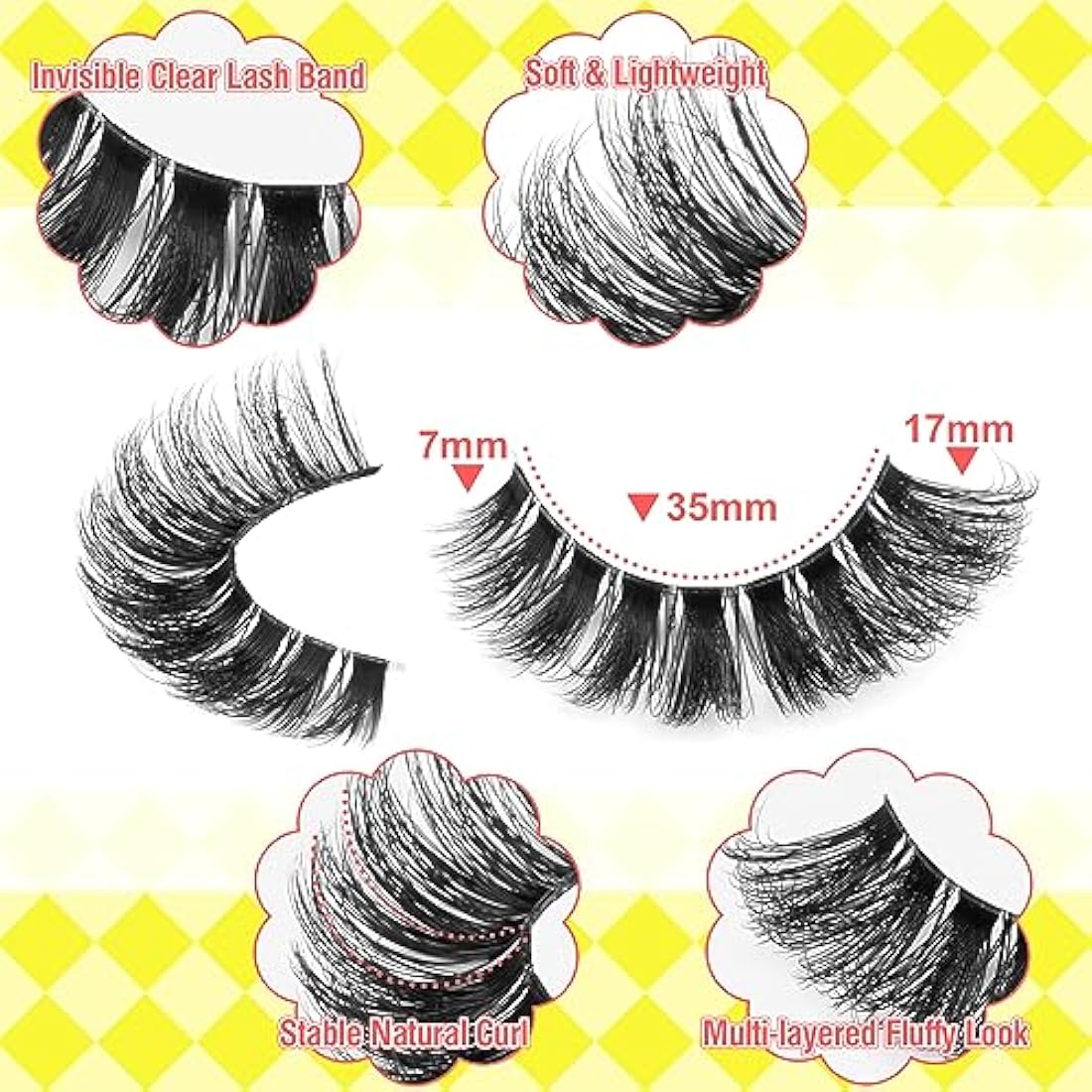 ALICE Cat Eye Lashes | D Curl Fluffy Faux Mink Eyelashes, 8 Pairs