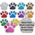 Personalized Pet ID Tag – Engraved Glitter Paw Print 27mm
