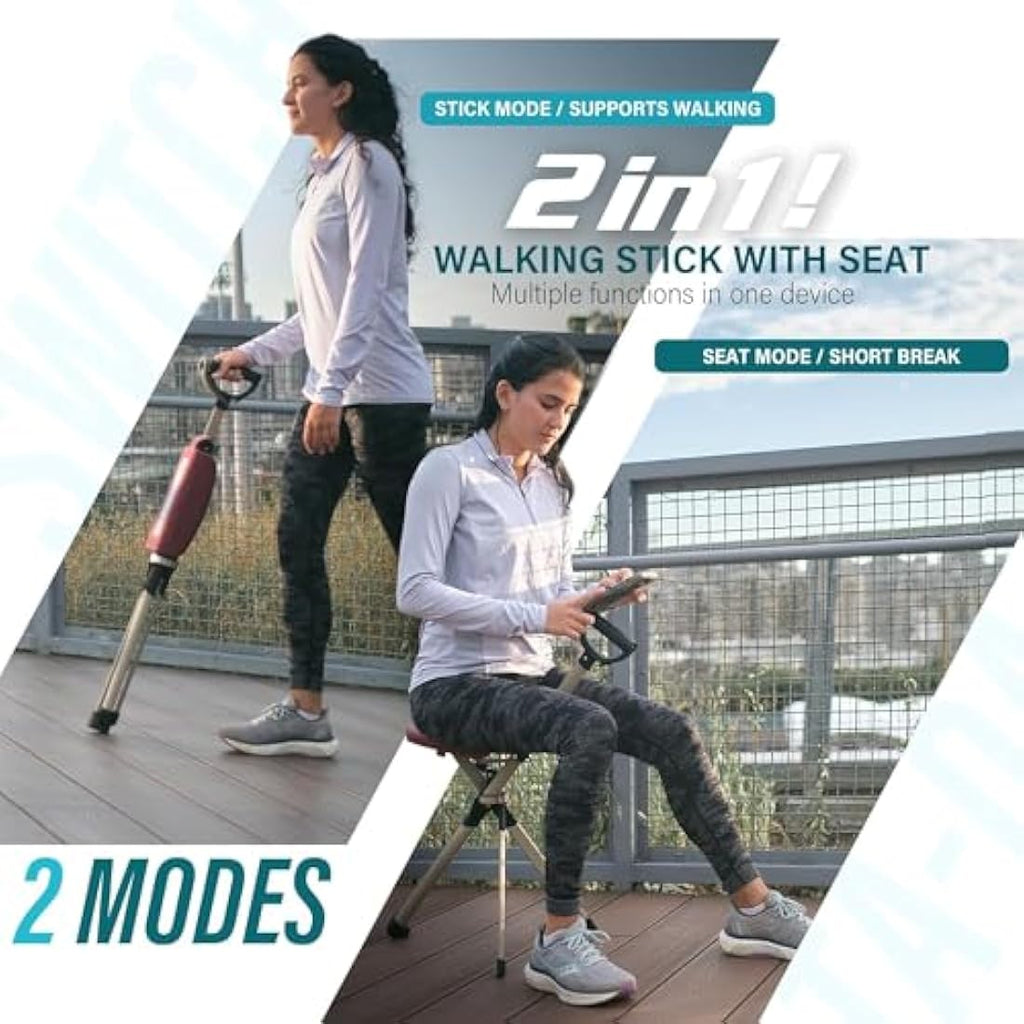 Ta-Da Chair Series 2 PRO | Adjustable Walking Stick with Seat – 136kg