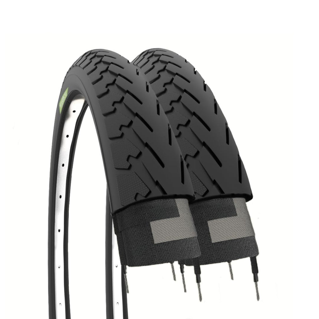 Ecovelo 700 x 35C Road Bike Tyres - Pair of Black City Trekking Tyres
