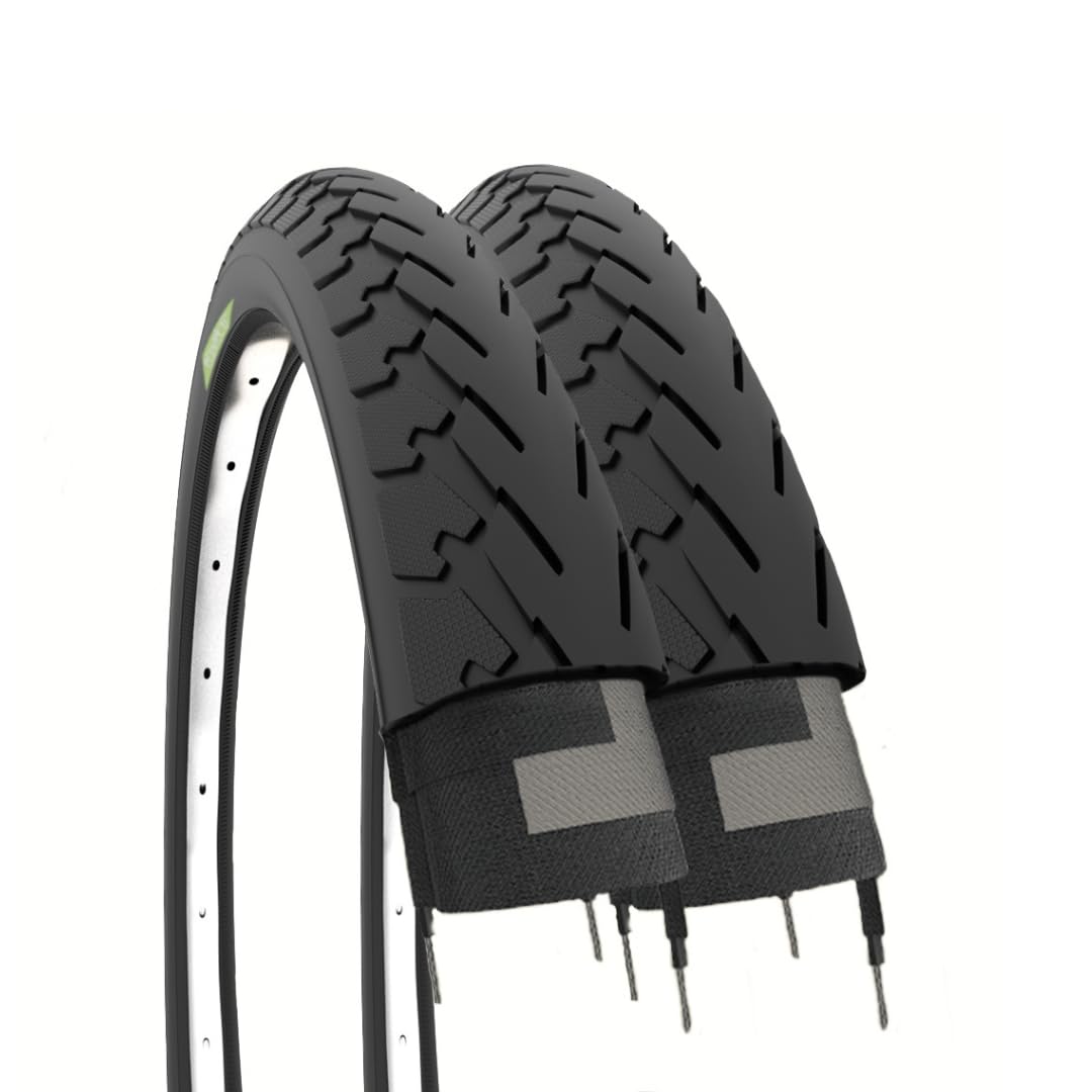 Ecovelo 700 x 35C Road Bike Tyres - Pair of Black City Trekking Tyres