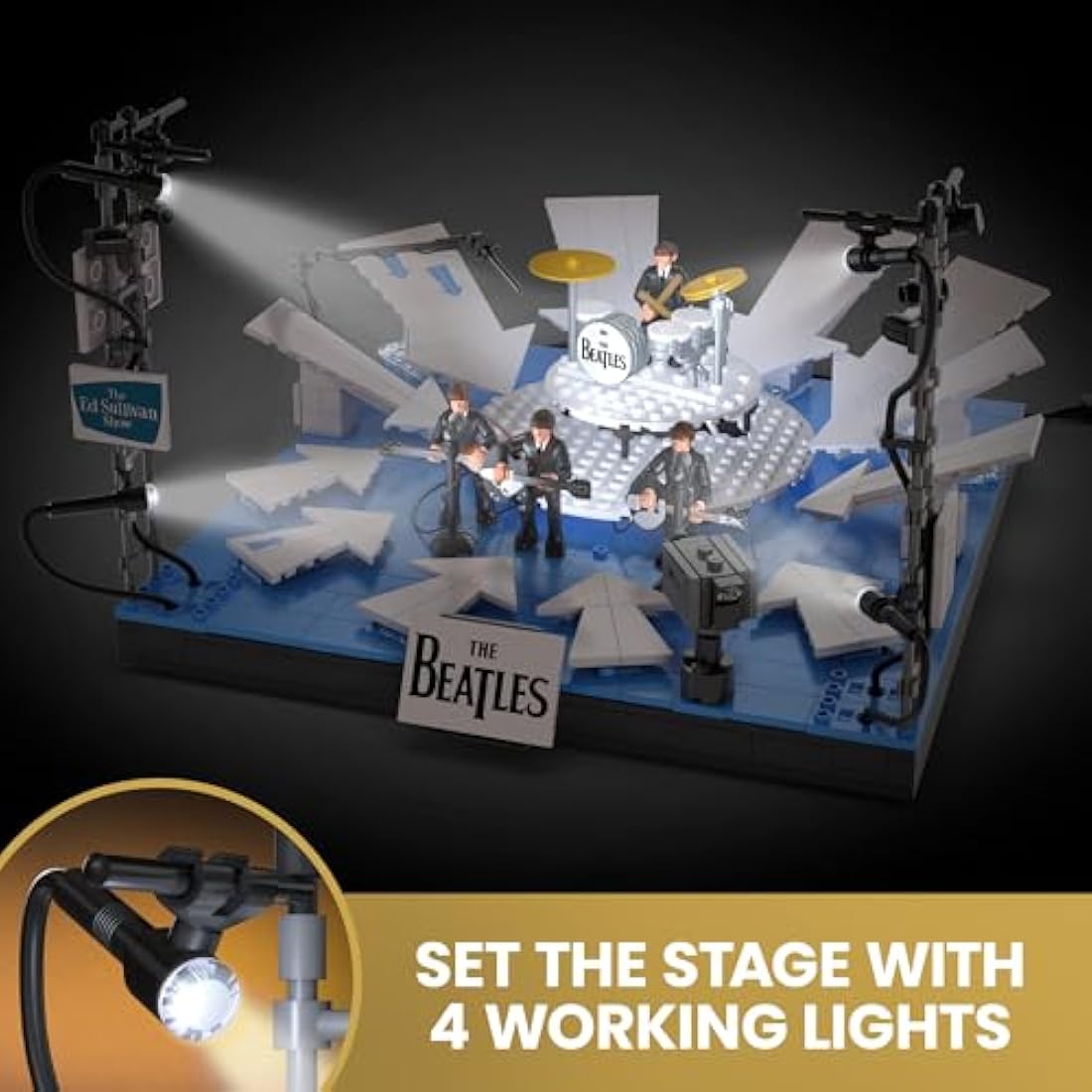 MEGA The Beatles Ed Sullivan Stage Building Set with LED Lights - 681 Pcs