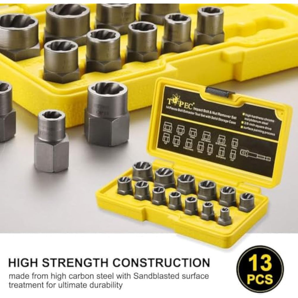 13+1 Piece Impact Bolt & Nut Remover Set | 3/8" Drive