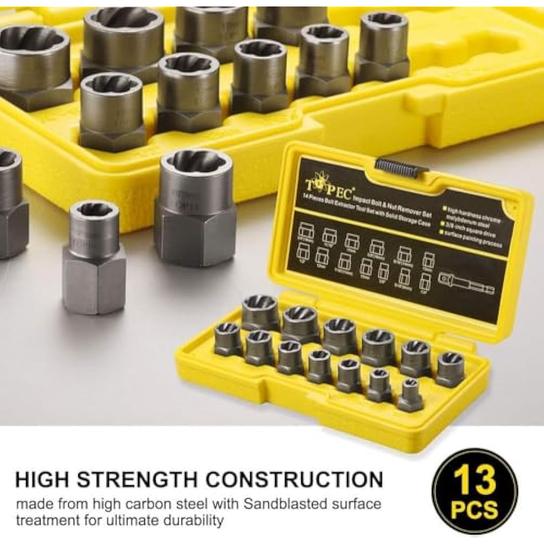 13+1 Piece Impact Bolt & Nut Remover Set | 3/8" Drive
