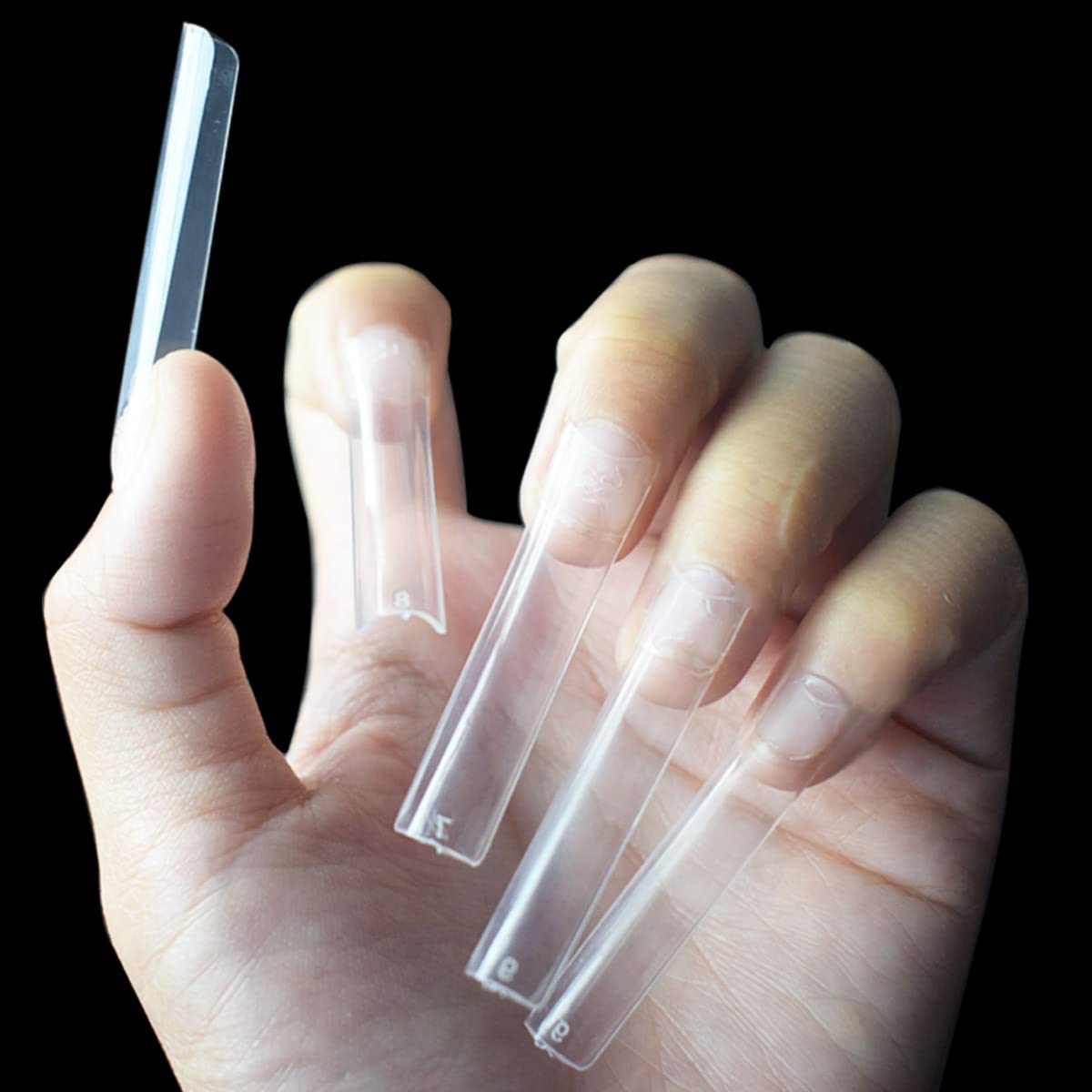 XXL Square C Curve Nail Tips | 500pc Clear Acrylic Full Cover