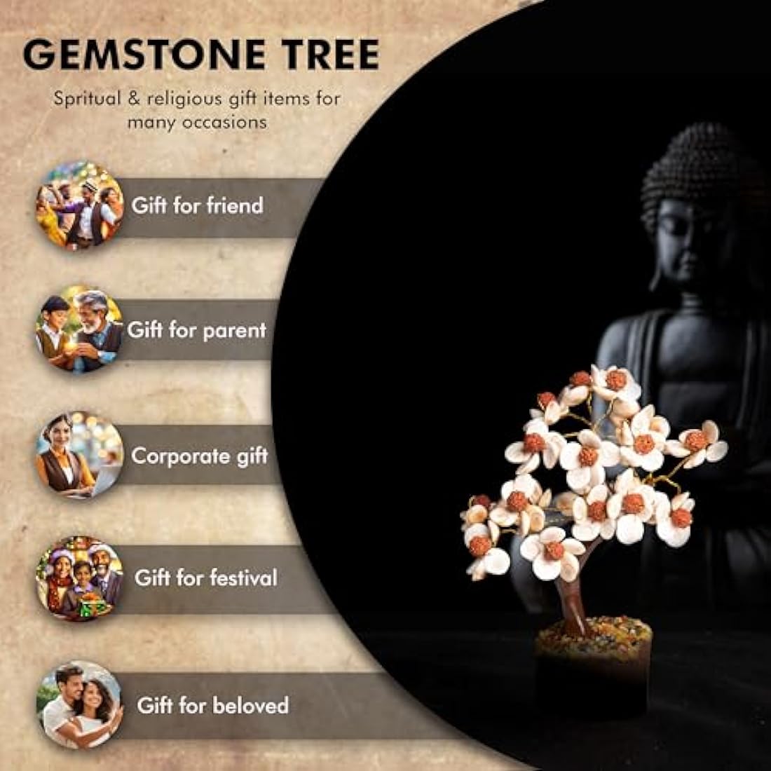 Gomti Chakra & Rudraksha Crystal Tree for Healing Decor