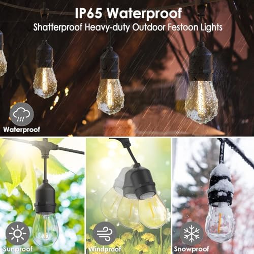 30M Festoon Lights Outdoor - IP65 Waterproof S14 String Lights