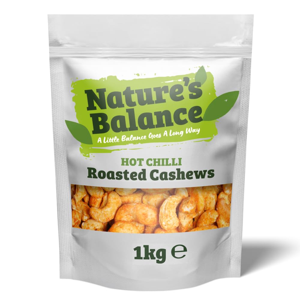 Nature’s Balance Roasted Cashew Nuts – 1kg Hot Chilli Spicy Whole Cashews