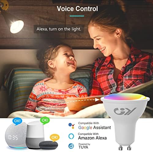 GY GU10 Smart Bulb - RGBCW WiFi Alexa & Google Home LED, 7W 6 Pack