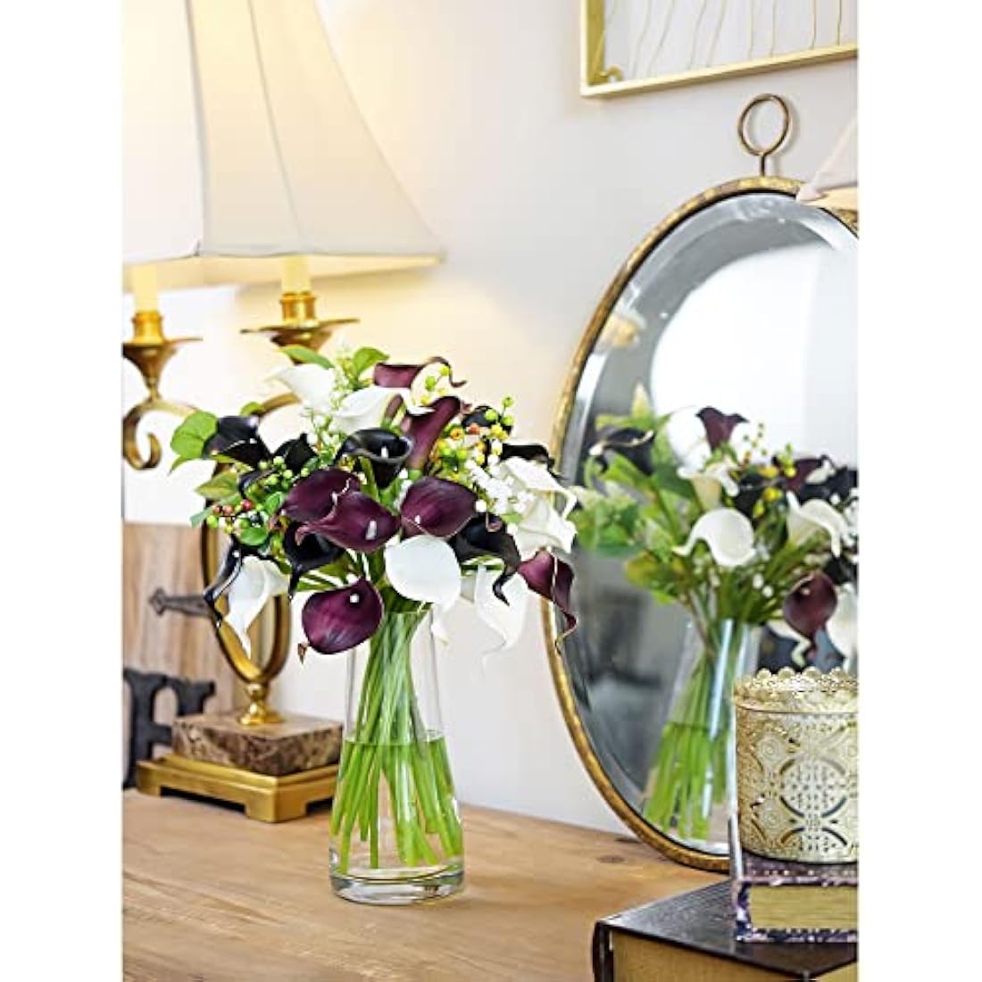 FiveSeasonStuff Real Touch Calla Lilies – 10 Stems Dark Magenta PU Flowers