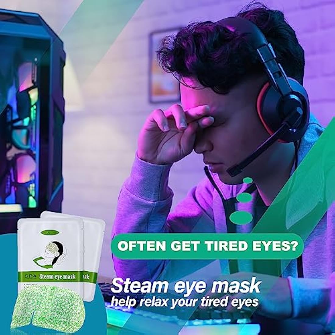 ProCIV Steam Eye Mask - 16 Pack Self-Heating Moist Hot Compress for Dry Eyes