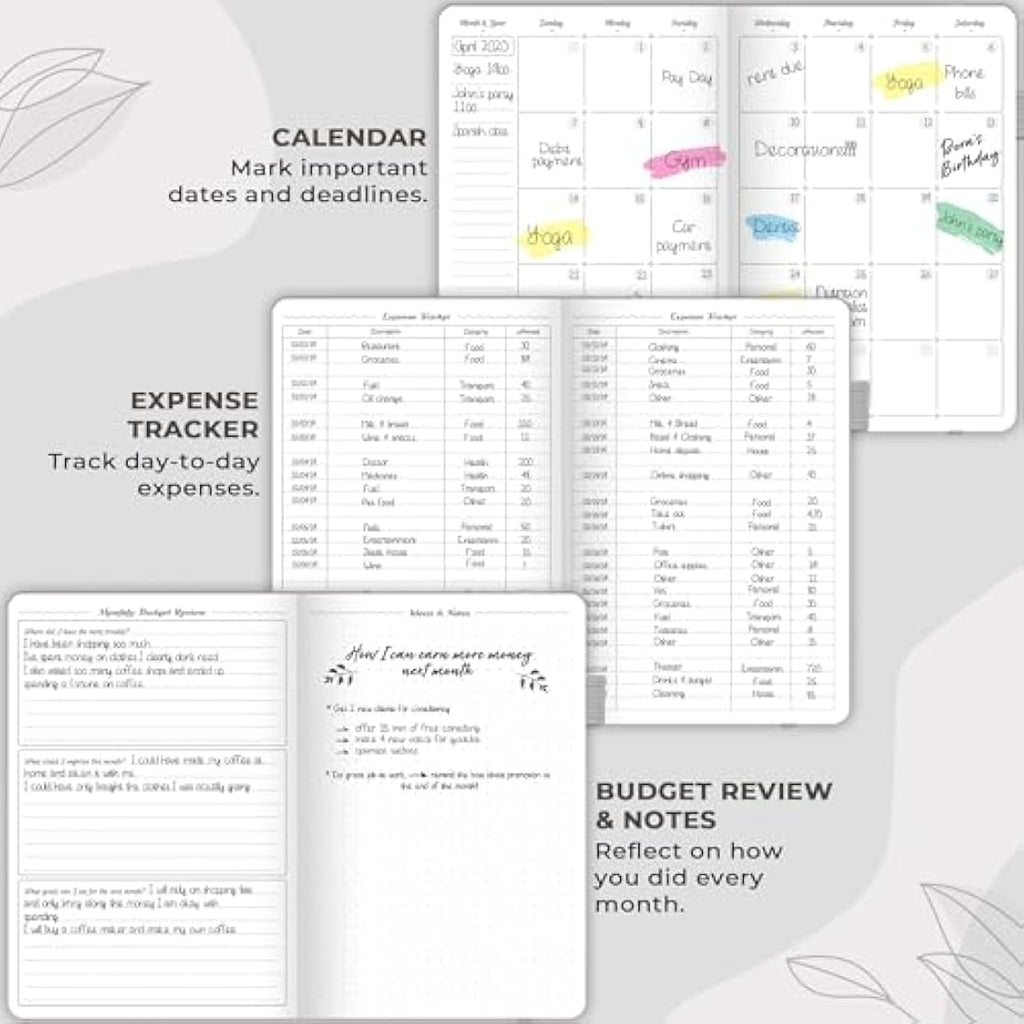 GoGirl Budget Planner – Undated Monthly Expense Tracker & Journal, Grey