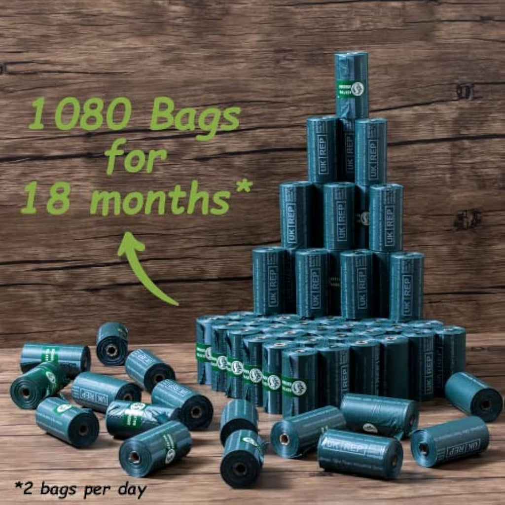 Greener Walker Biodegradable Dog Poop Bags – 1080 Extra Thick Leak Proof
