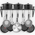 Mutool 70CM Wall Mount Pot Pan Rack | Metal Kitchen Shelf with 10 Hooks