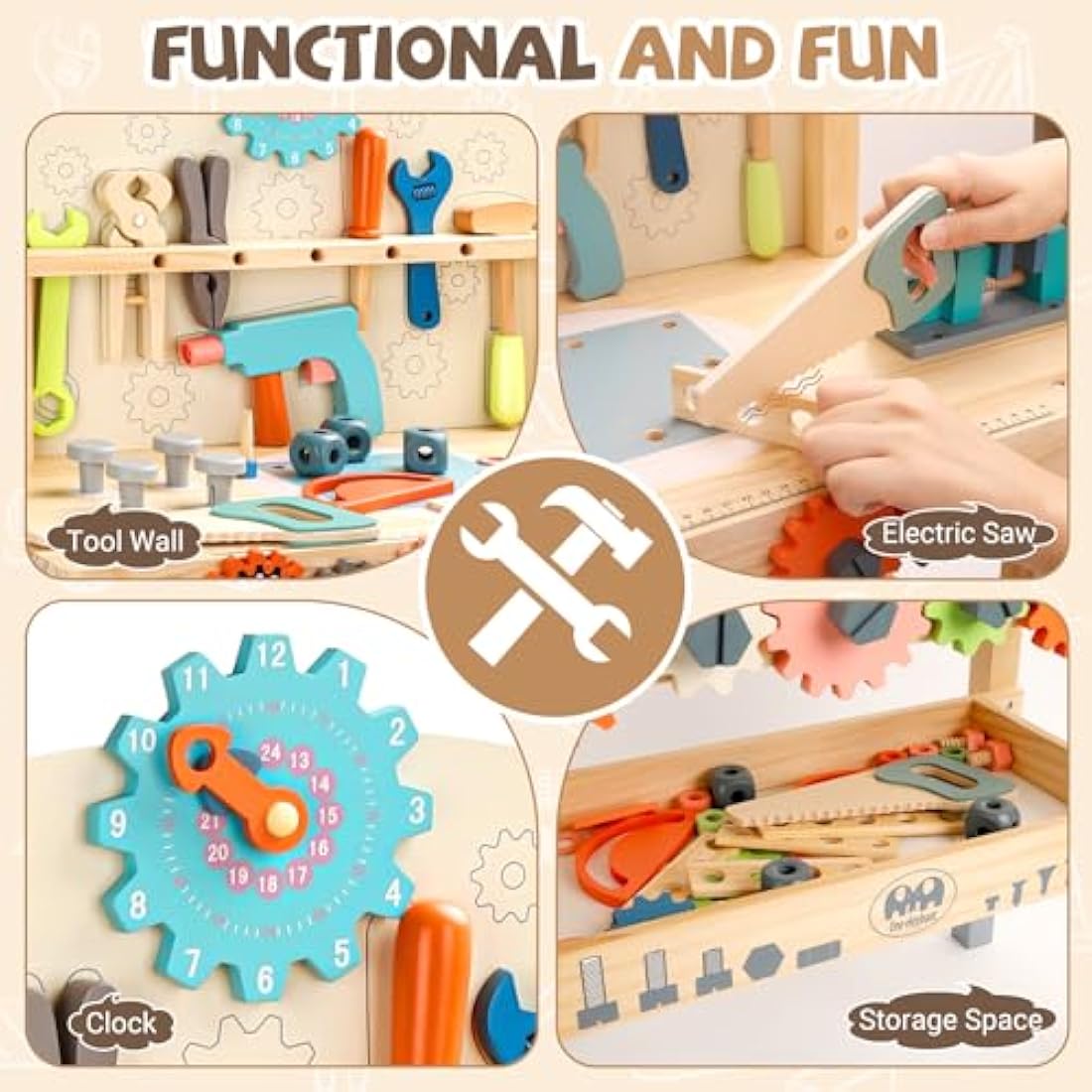 Wooden Kids Tool Bench – Educational Toy Workbench Set