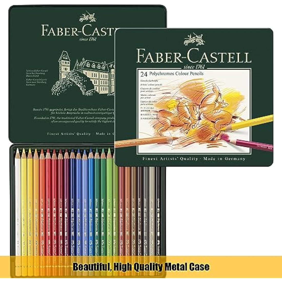 Faber-Castell Polychromos Pencils Tin of 24 & A4 Sketch Pad Art Set