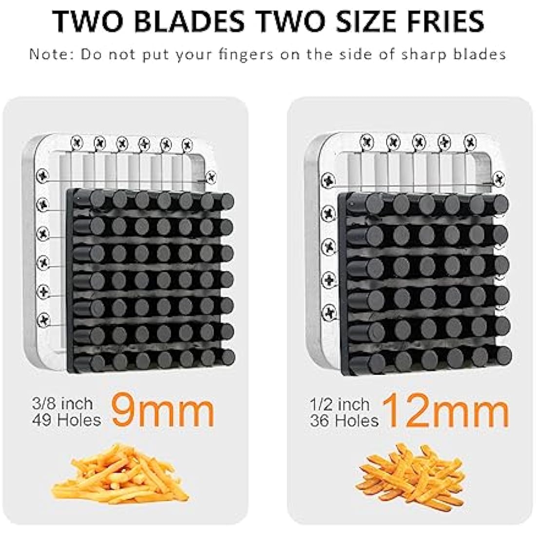Jolof Store Stainless Steel French Fry Cutter with 2 Interchangeable Blades