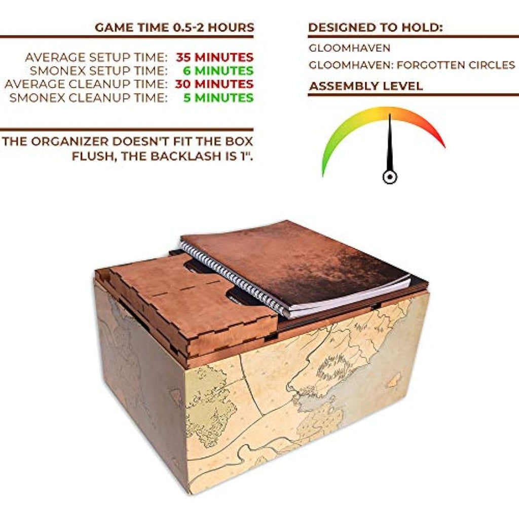 Smonex Wooden Gloomhaven Board Game Organizer and 4 Player Boards