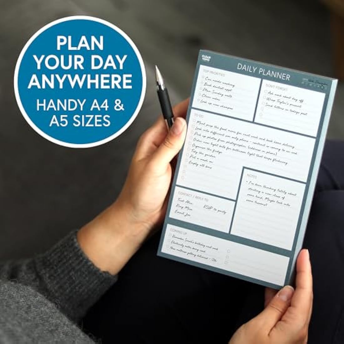 Clear Mind Concepts A5 Daily Planner Pad – 100 Undated Tear-Off Sheets