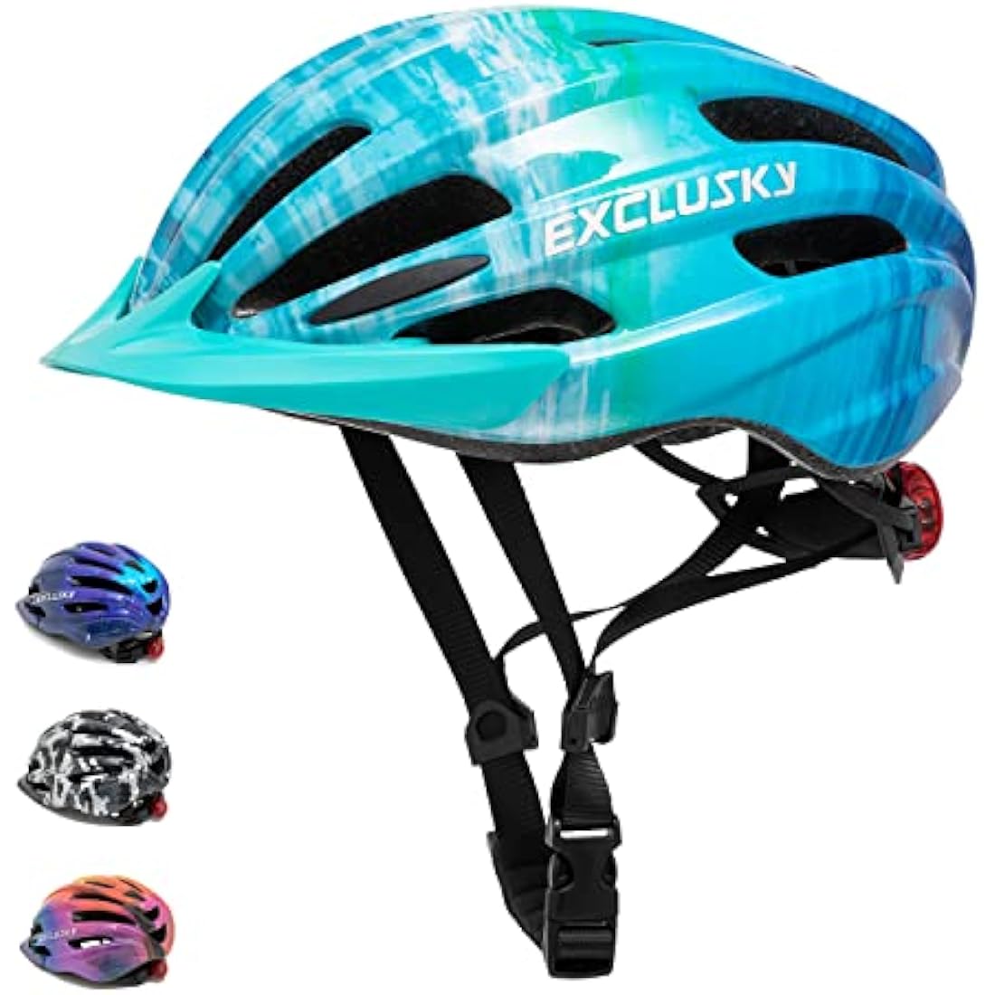 Exclusky Kids Bike Helmet with LED Light | Adjustable Size 50-57cm