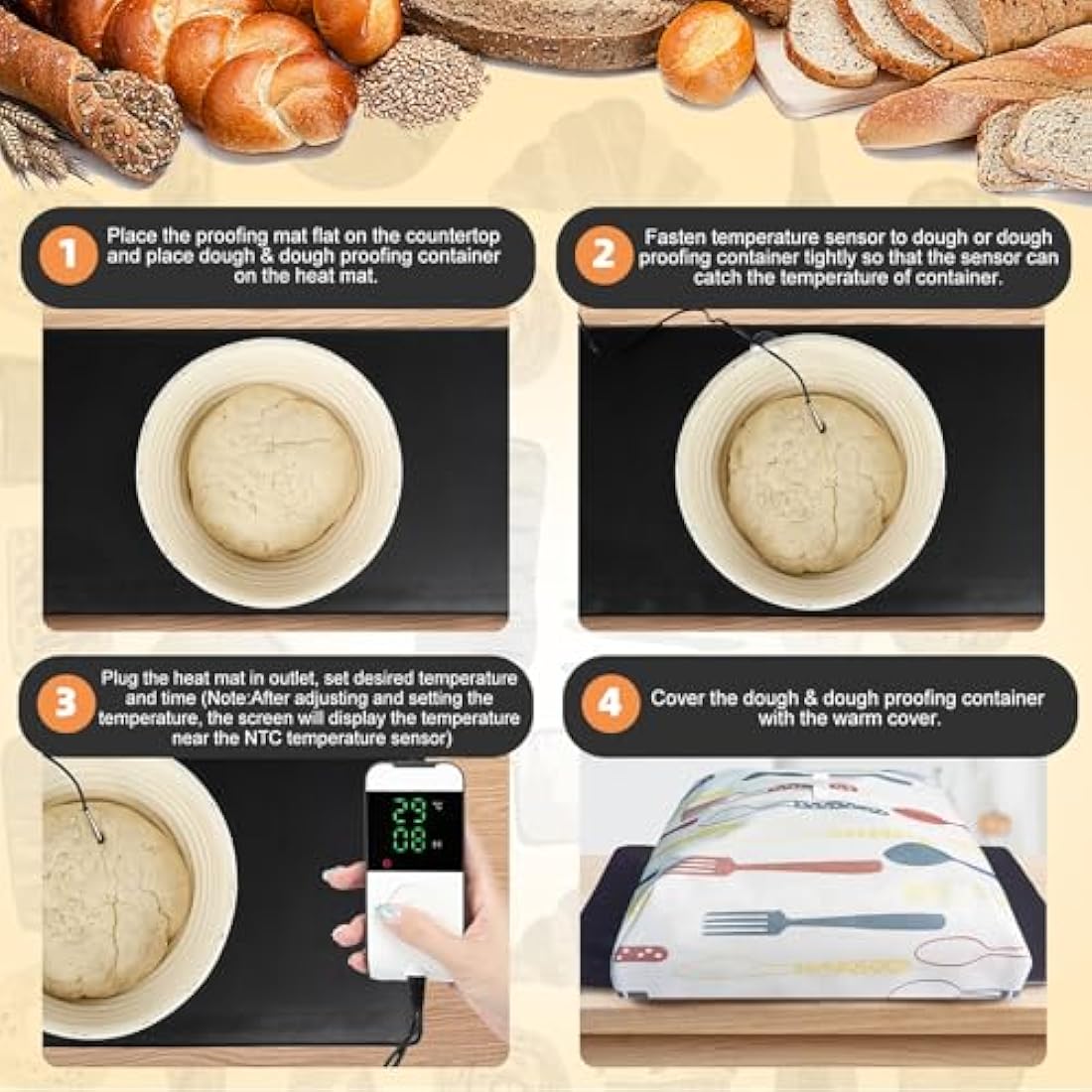 Bourske Bread Proofer Warming Mat | Adjustable Temperature Dough Starter