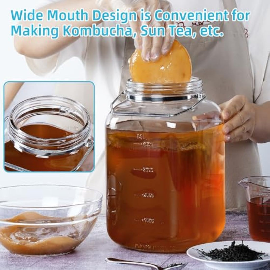 Absovetu 2 Pack Large 5.7L Glass Storage Jars with Airtight Lids
