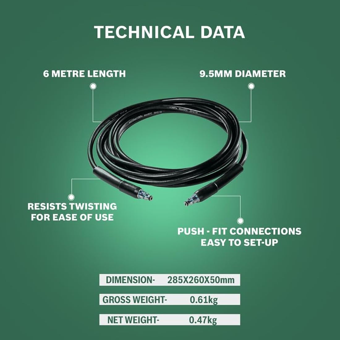 Bosch 6m High Pressure Hose with SDS Fittings for Easy & UniversalAquatak