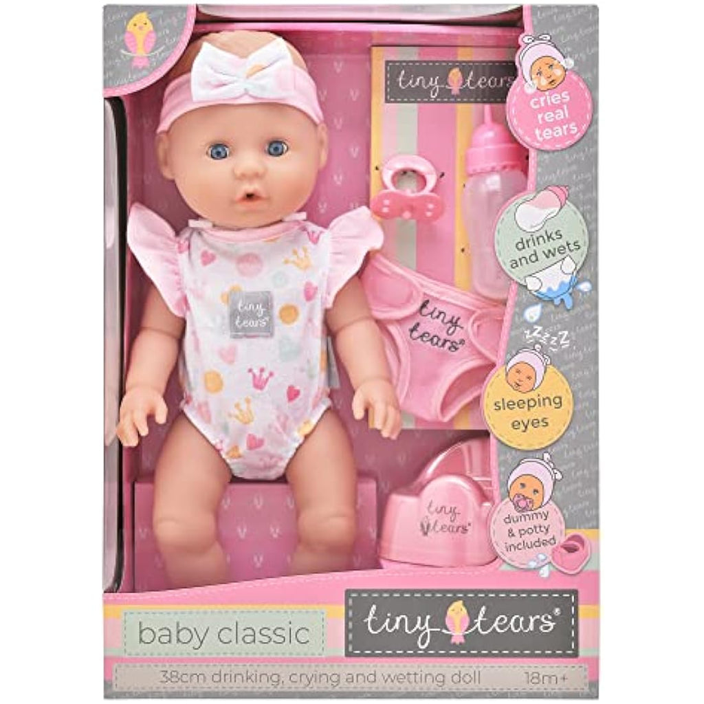 Tiny Tears Baby Classic 38cm Crying and Wetting Doll with Accessories