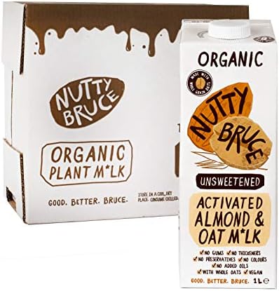 Nutty Bruce Activated Almond & Oat Milk – Organic Vegan Milk 1L (6 Pack)