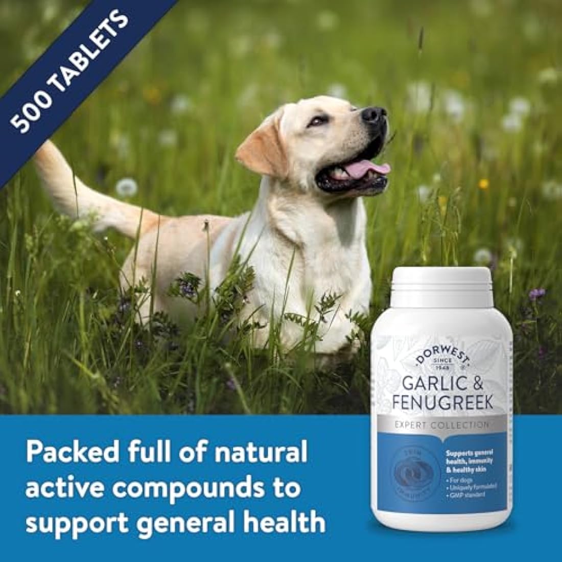 Dorwest Herbs Garlic and Fenugreek Tablets for Dogs – 500 Count