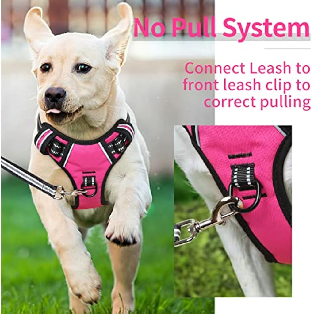 HEELE No Pull Dog Harness | Reflective Padded Nylon Vest – Rose, XS