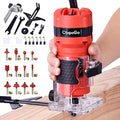 CtopoGo 800W Wood Palm Router Tool - Hand Edge Trimmer with 12 Router Bits