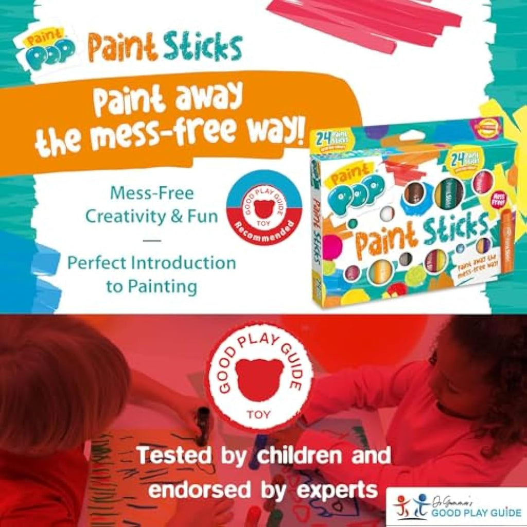 Paint Pop Paint Sticks for Kids – 24 Pack Mess-Free Fast Drying Art
