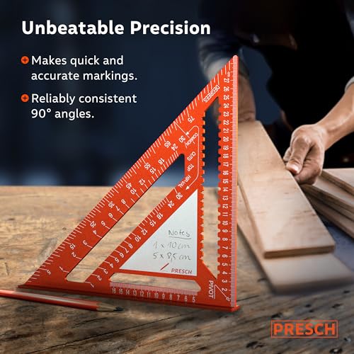 Presch 300mm Carpenters Square – Milled Aluminum with Note Surface