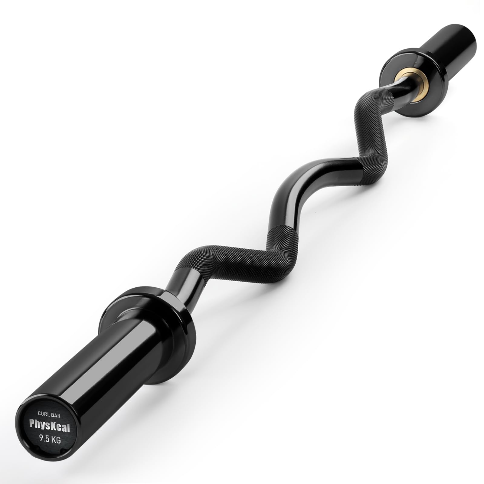 PhysKcal 47 Inch EZ Curl Bar - Olympic Weight Lifting Bar for Biceps, Black