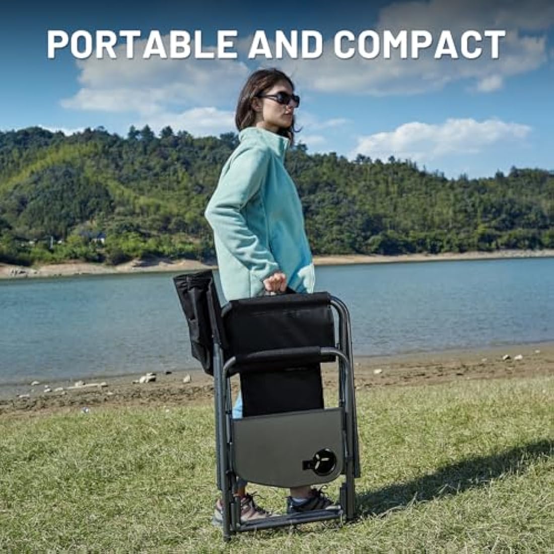 Timber Ridge Heavy Duty Folding Directors Chair with Side Table – 180kg
