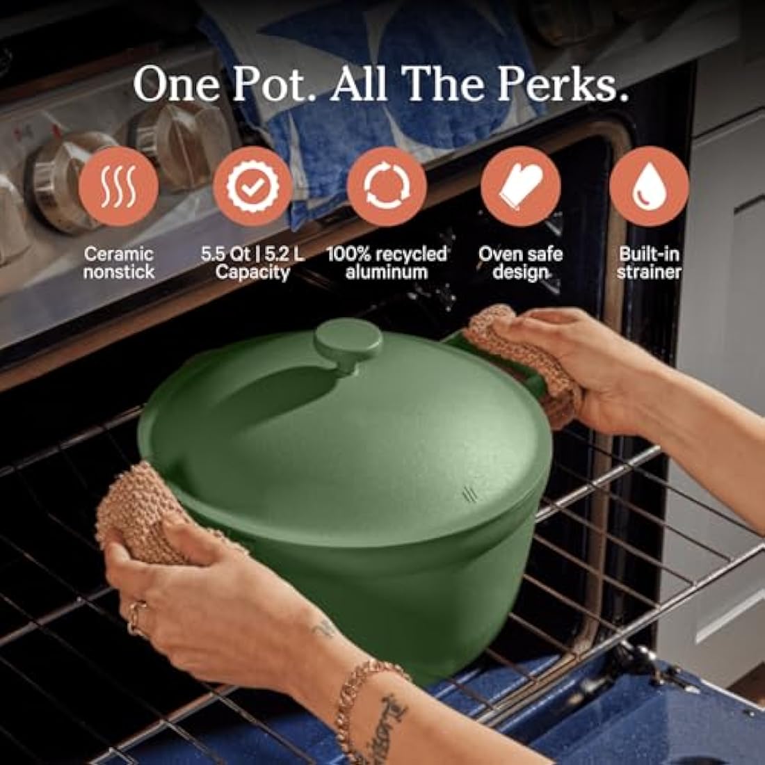 Our Place Perfect Pot – 5.2L Nonstick Ceramic Dutch Oven in Sage