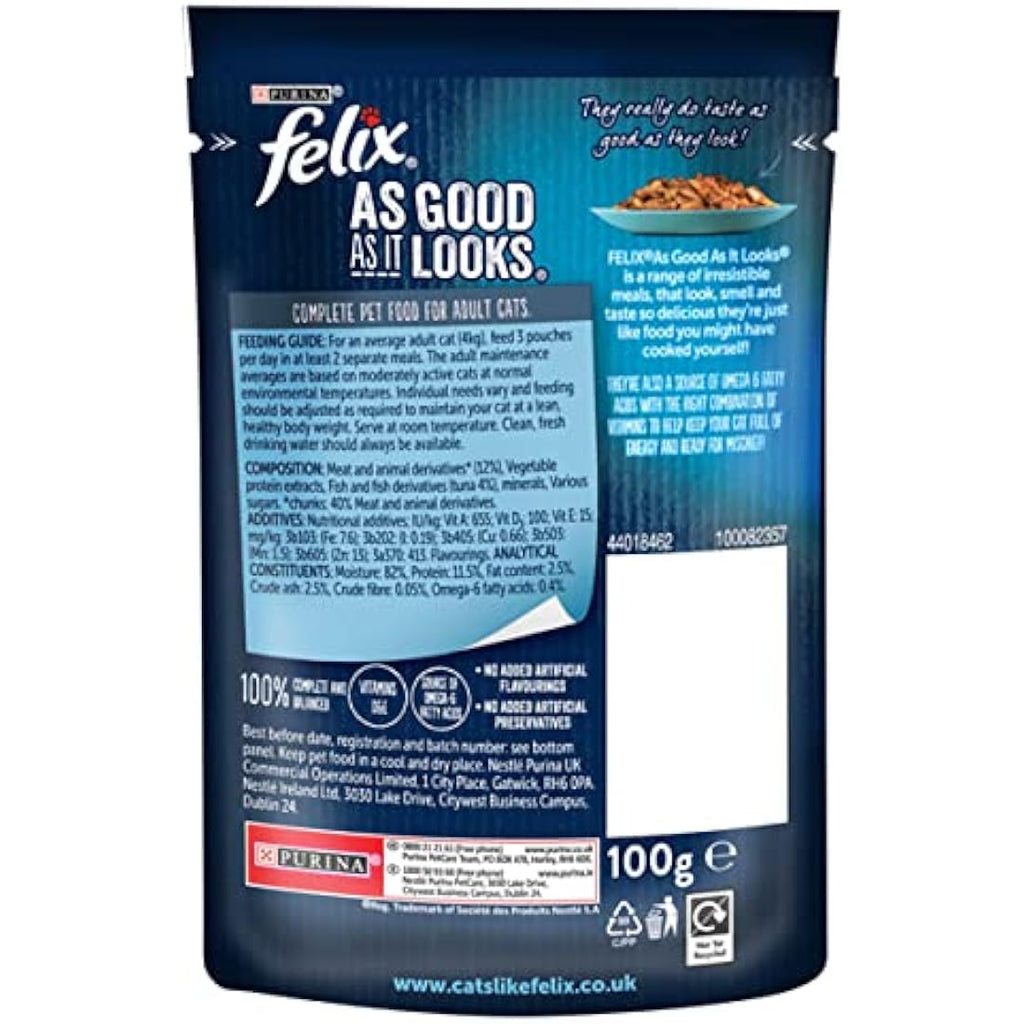 Felix As Good As It Looks Tuna in Jelly Wet Cat Food - 100g (20 Pouches)