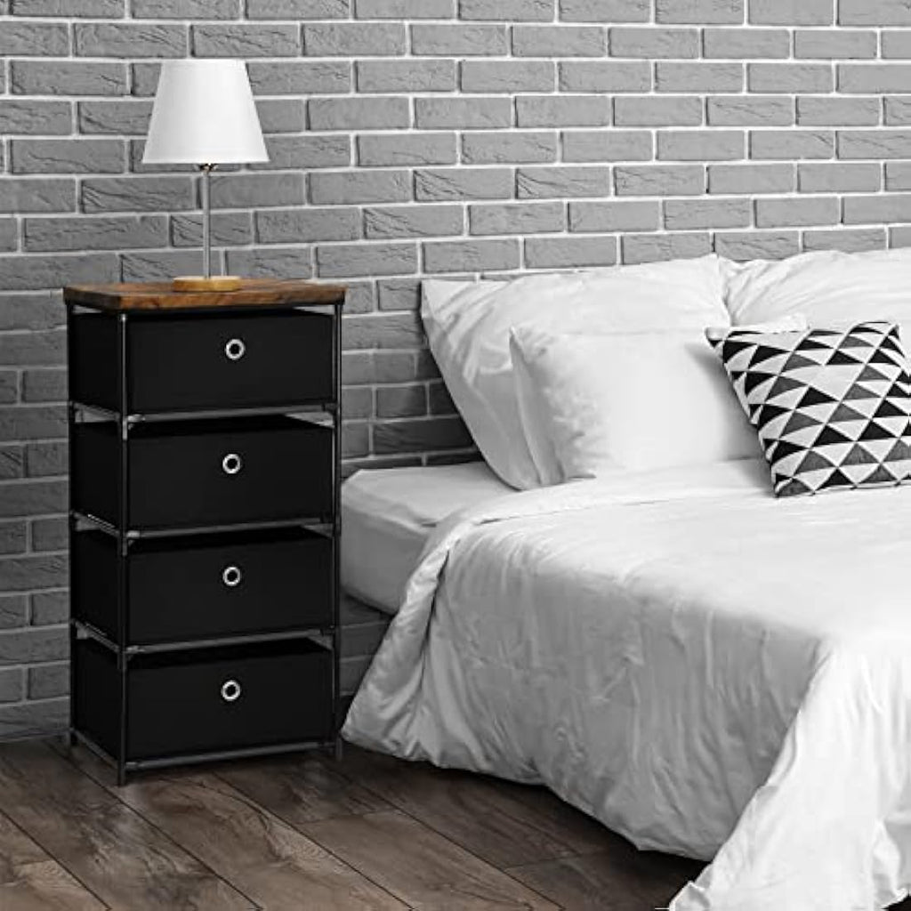 LIANTRAL 4-Drawer Fabric Dresser | Steel Frame Storage Organizer – Black