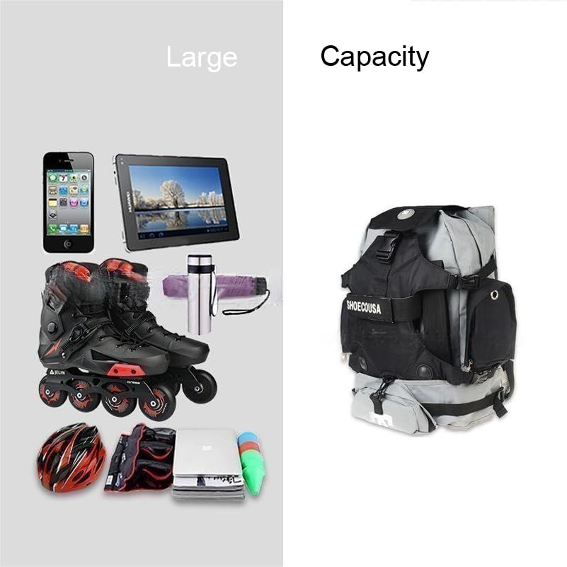 zalati Roller Skates Backpack – Durable Inline & Quad Skate Bag, Black