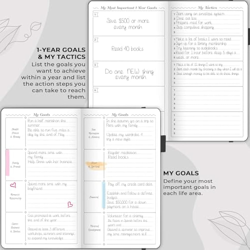 GoGirl Undated Pocket Weekly Planner – Eco-Leather Goal Organizer, Black