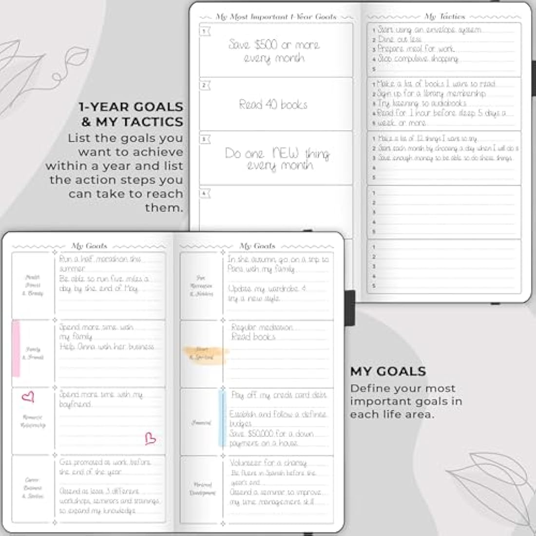 GoGirl Undated Pocket Weekly Planner – Eco-Leather Goal Organizer, Black